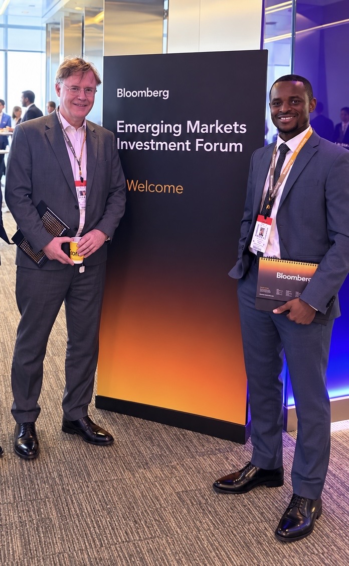 Nathan Tshintu and Simon Littlewood at the Bloomberg Emerging Markets Investment Forum
